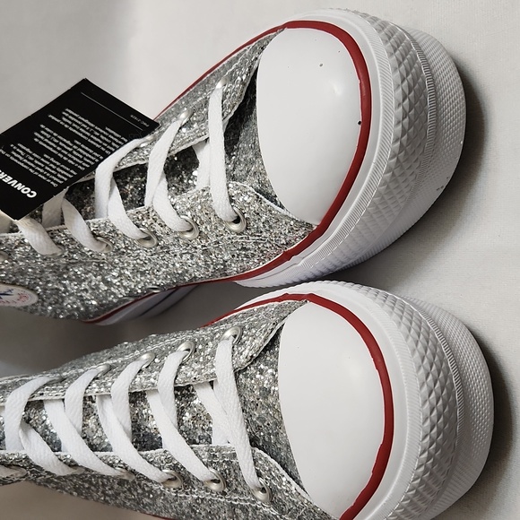 Converse CTAS Lift Platform Glitter Hightop Sneakers (w size 9.5) - Picture 10 of 15